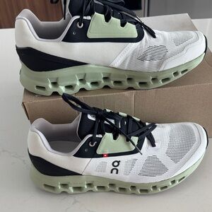 On Running Men's White, Black, and Green Sneakers